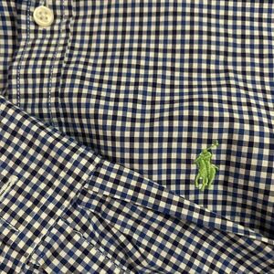 Ralph Lauren Youth Boy's Plaid Shirt Easter S 14-16 Blue Gray White Long Sleeve